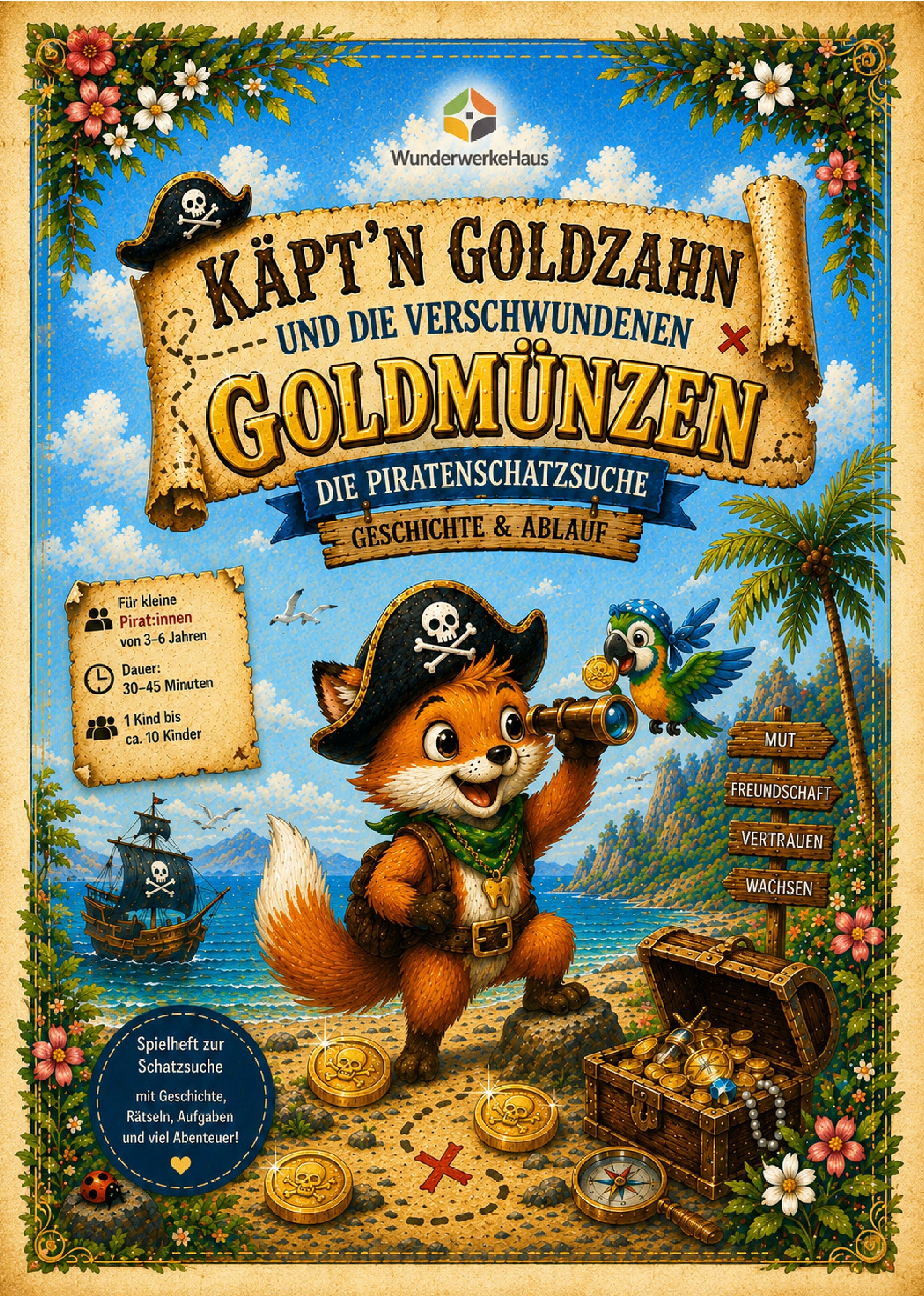 Digitale Piraten-Schatzsuche für Kinder von 3–6 Jahren – sofort downloaden, ausdrucken und losspielen.