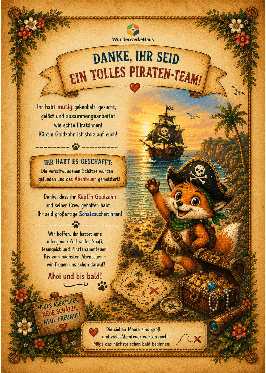 Digitale Piraten-Schatzsuche für Kinder von 3–6 Jahren – sofort downloaden, ausdrucken und losspielen.