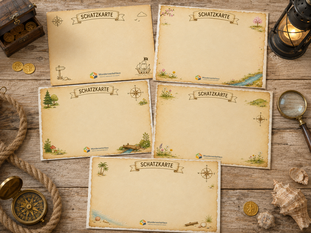 Schatzkarten  | 5 Motive zur Auswahl | A5 A4 A3 |  Offsetpapier | für Kindergeburtstag, Schatzsuche, Piratenparty